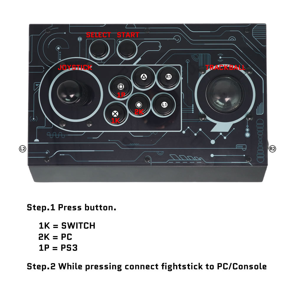 FightBox R10 Arcade Fight Stick With Trackball Retro Game Controller For PC/PS3/SWITCH