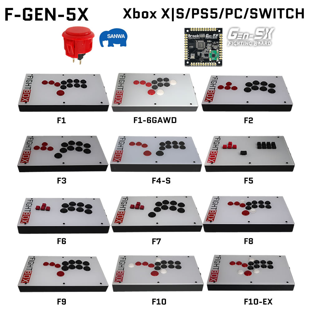 FightBox F-GEN-5X All Button Leverless Arcade Game Controller for Xbox Series X|S/PS5/Switch/PC