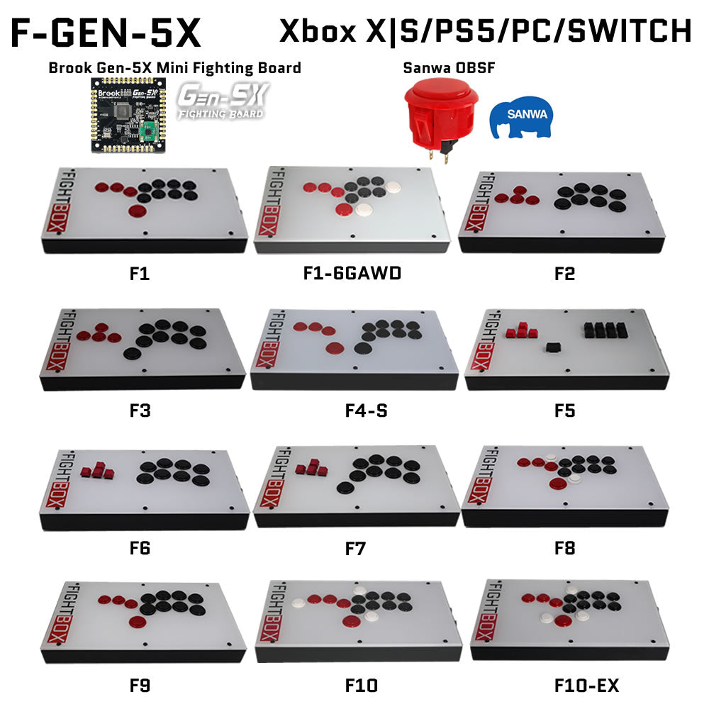 FightBox F-GEN-5X All Button Leverless Arcade Game Controller for Xbox Series X|S/PS5/Switch/PC