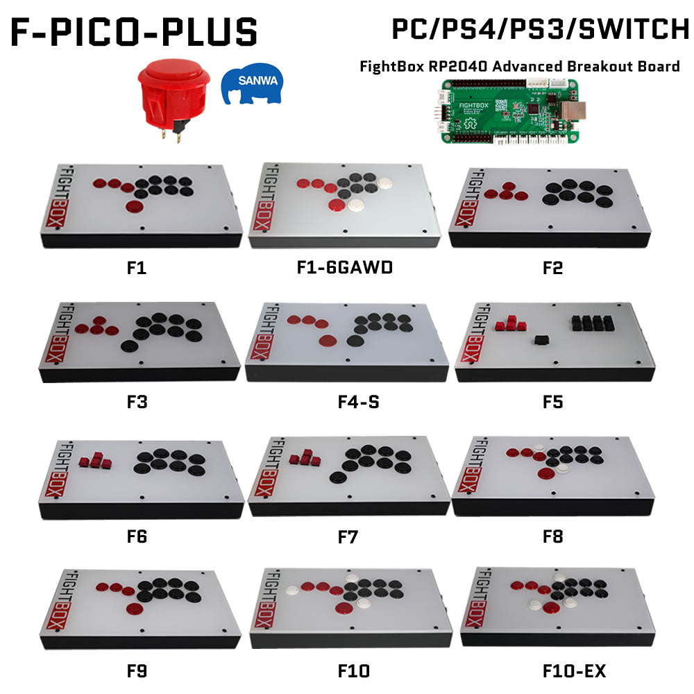 FightBox F-PICO-PLUS All Button Leverless Arcade Game Controller for PC/PS/SWITCH