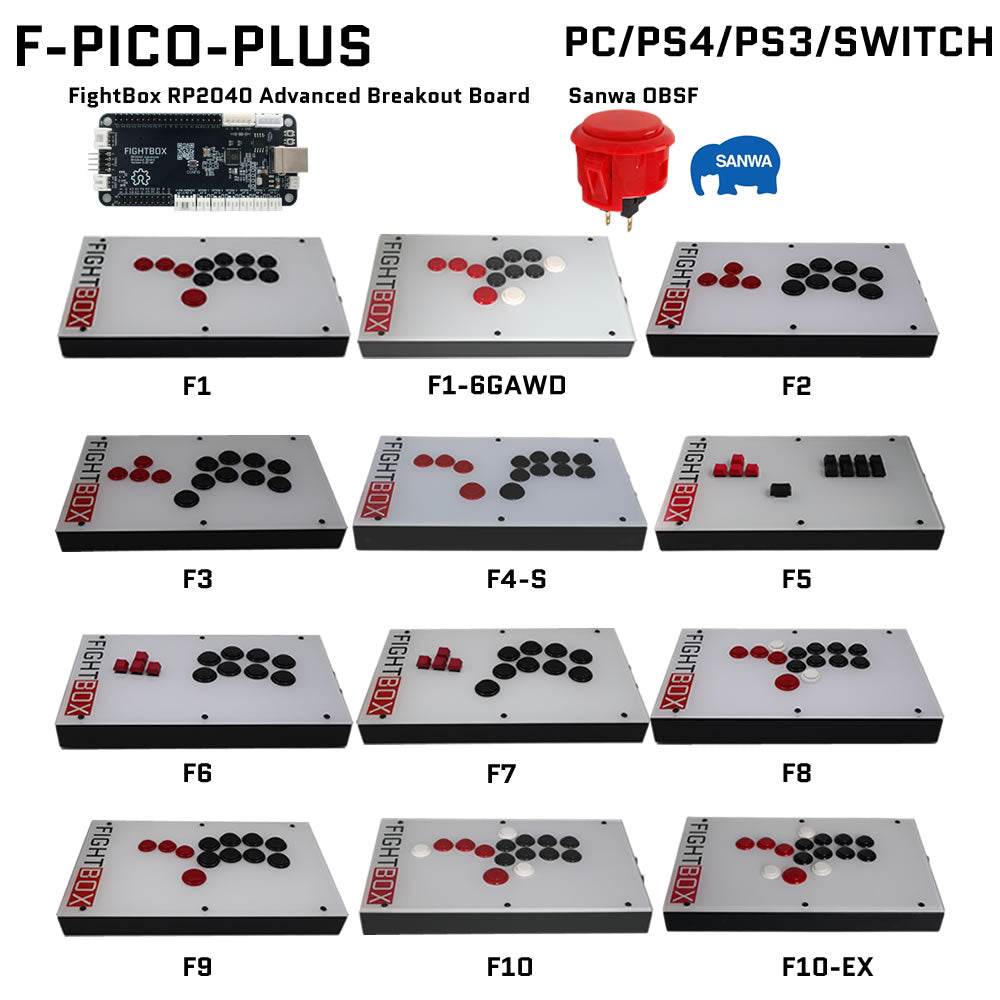 FightBox F-PICO-PLUS All Button Leverless Arcade Game Controller for PC/PS/SWITCH