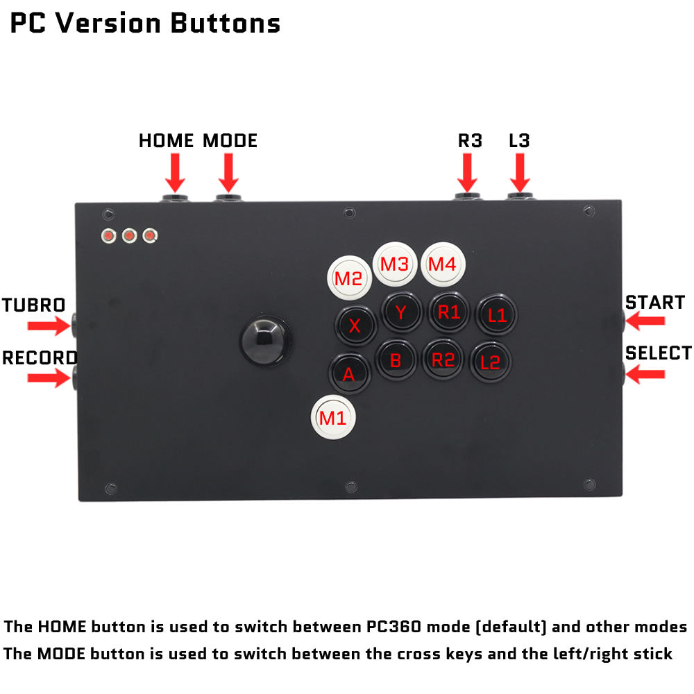 FightBox M8-Macro Arcade Joystick Game Controller with Macro Recording Function For PC/PS3/SWITCH