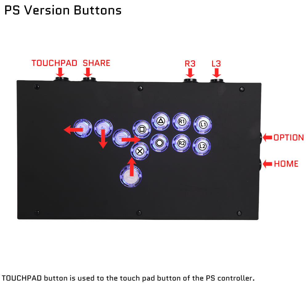 FightBox F1-LED All Button Leverless Arcade Game Controller