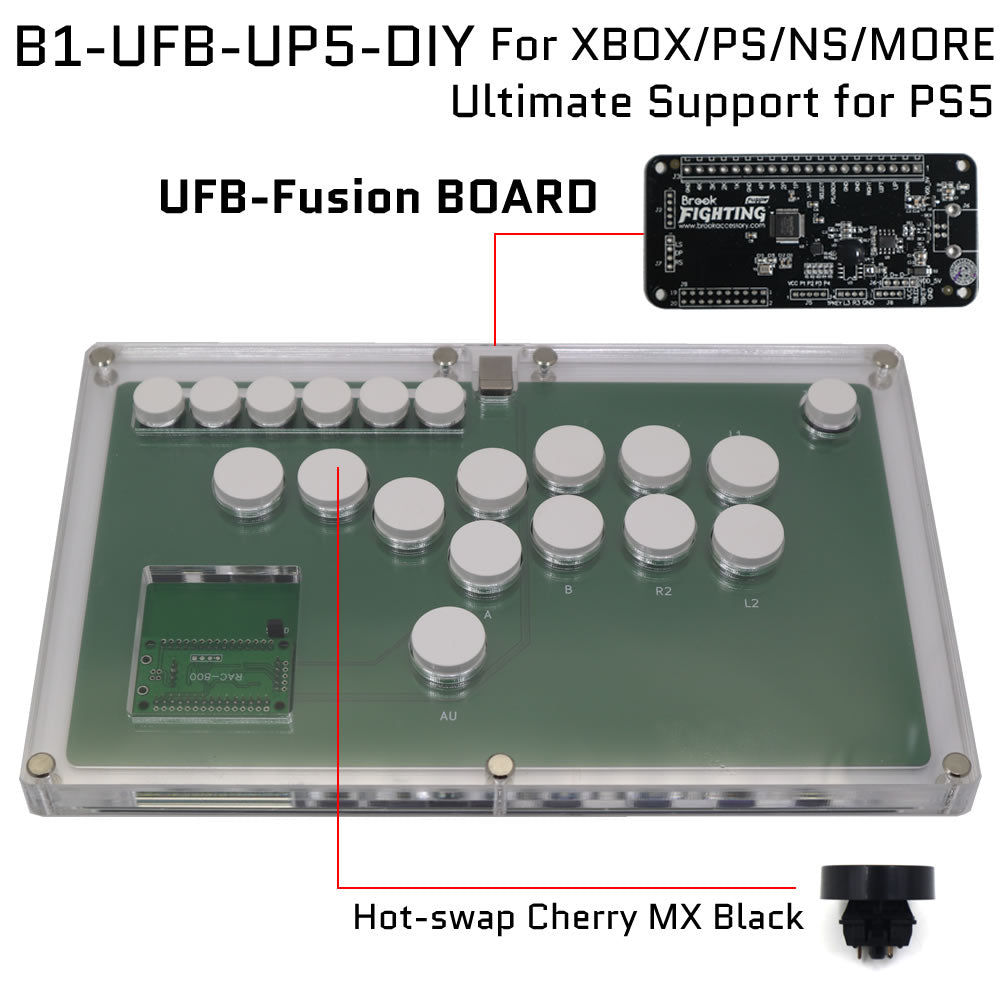 FightBox B1-DIY All Button Leverless Arcade Game Controller for PC/PS/XBOX/SWITCH DIY Version