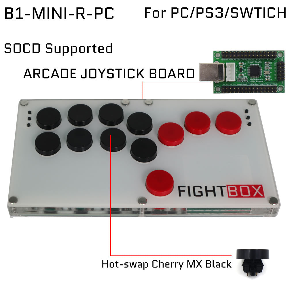 FightBox B1-MINI All Button Leverless Arcade Game Controller for 