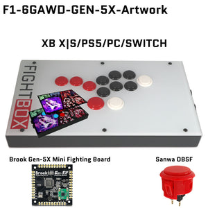 FightBox F-GEN-5X All Button Leverless Arcade Game Controller for Xbox Series X|S/PS5/Switch/PC