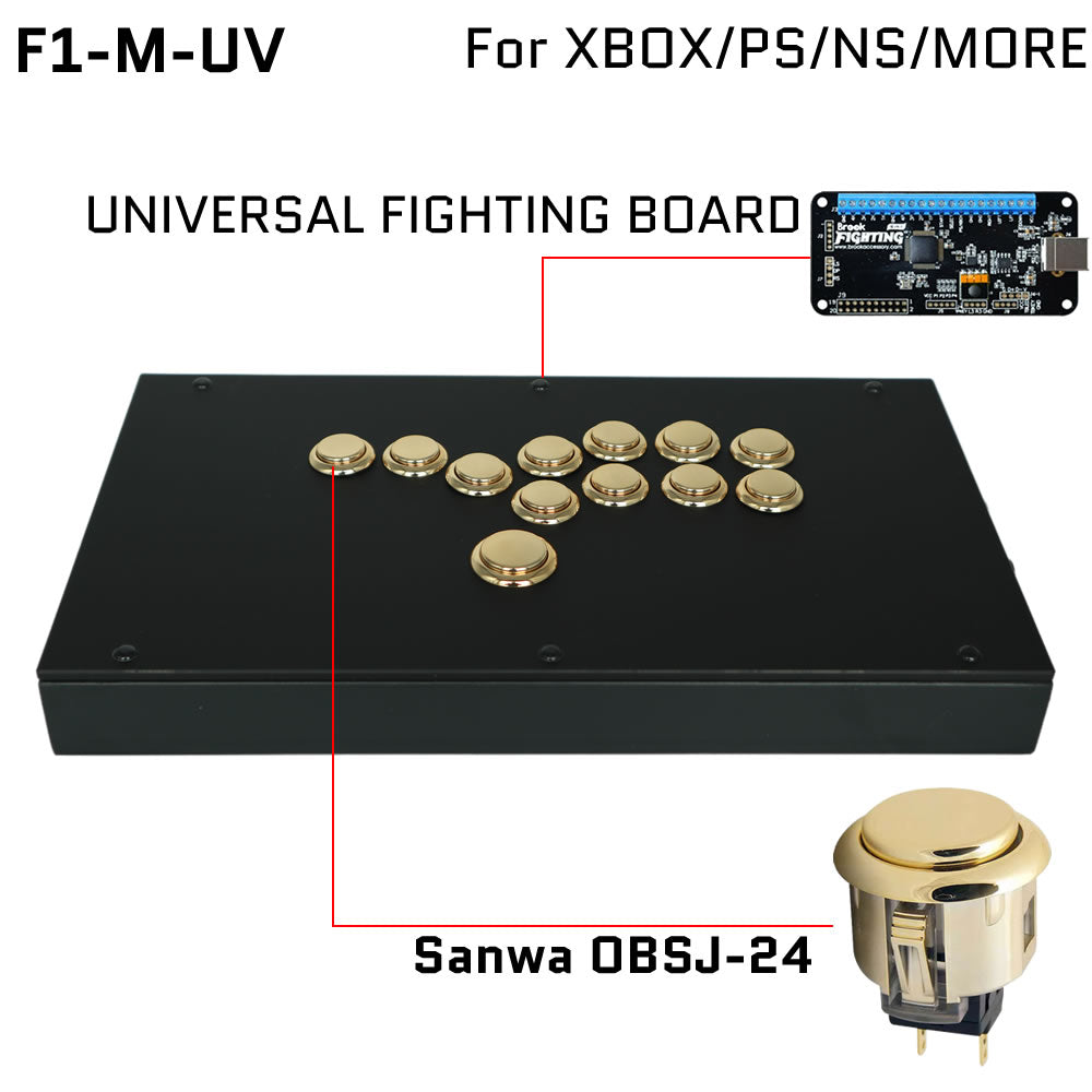 FightBox F1-Metallic All Button Leverless Arcade Game Controller for PC/PS/XBOX/SWITCH