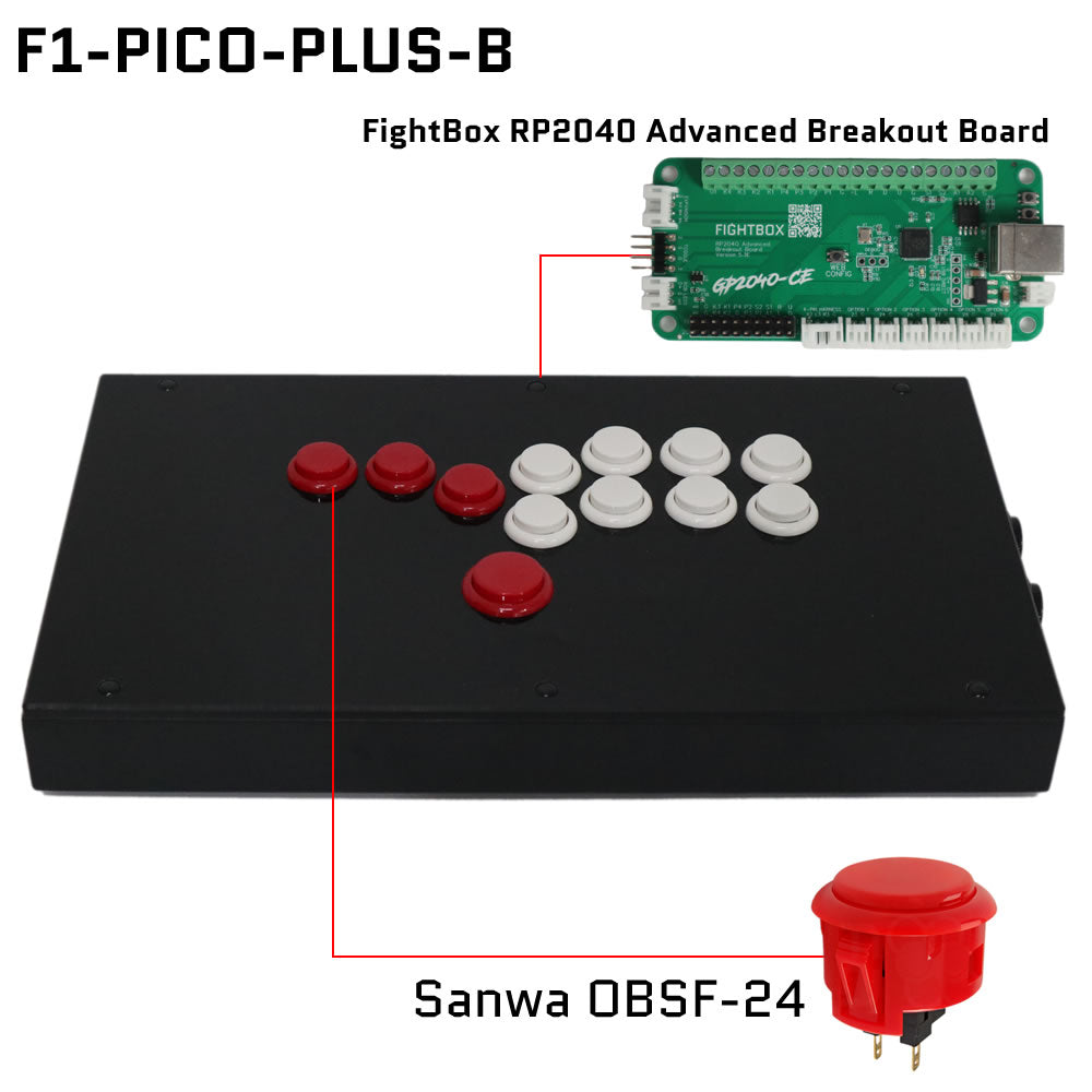 FightBox F-PICO-PLUS All Button Leverless Arcade Game Controller for PC/PS/SWITCH