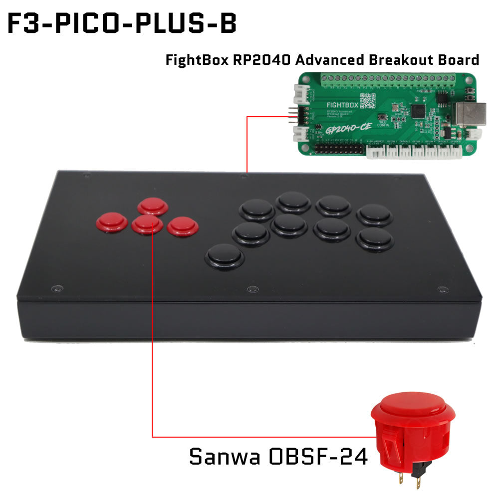 FightBox F-PICO-PLUS All Button Leverless Arcade Game Controller for PC/PS/SWITCH