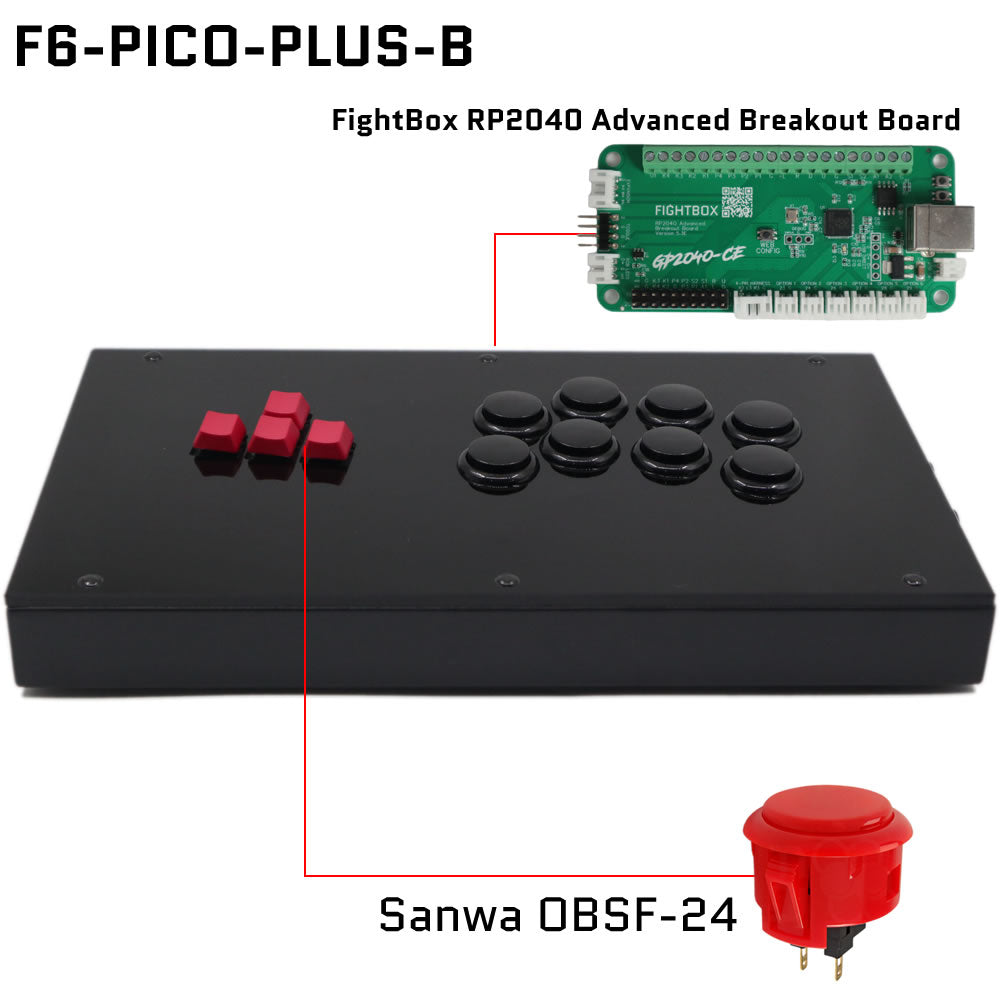 FightBox F-PICO-PLUS All Button Leverless Arcade Game Controller for PC/PS/SWITCH