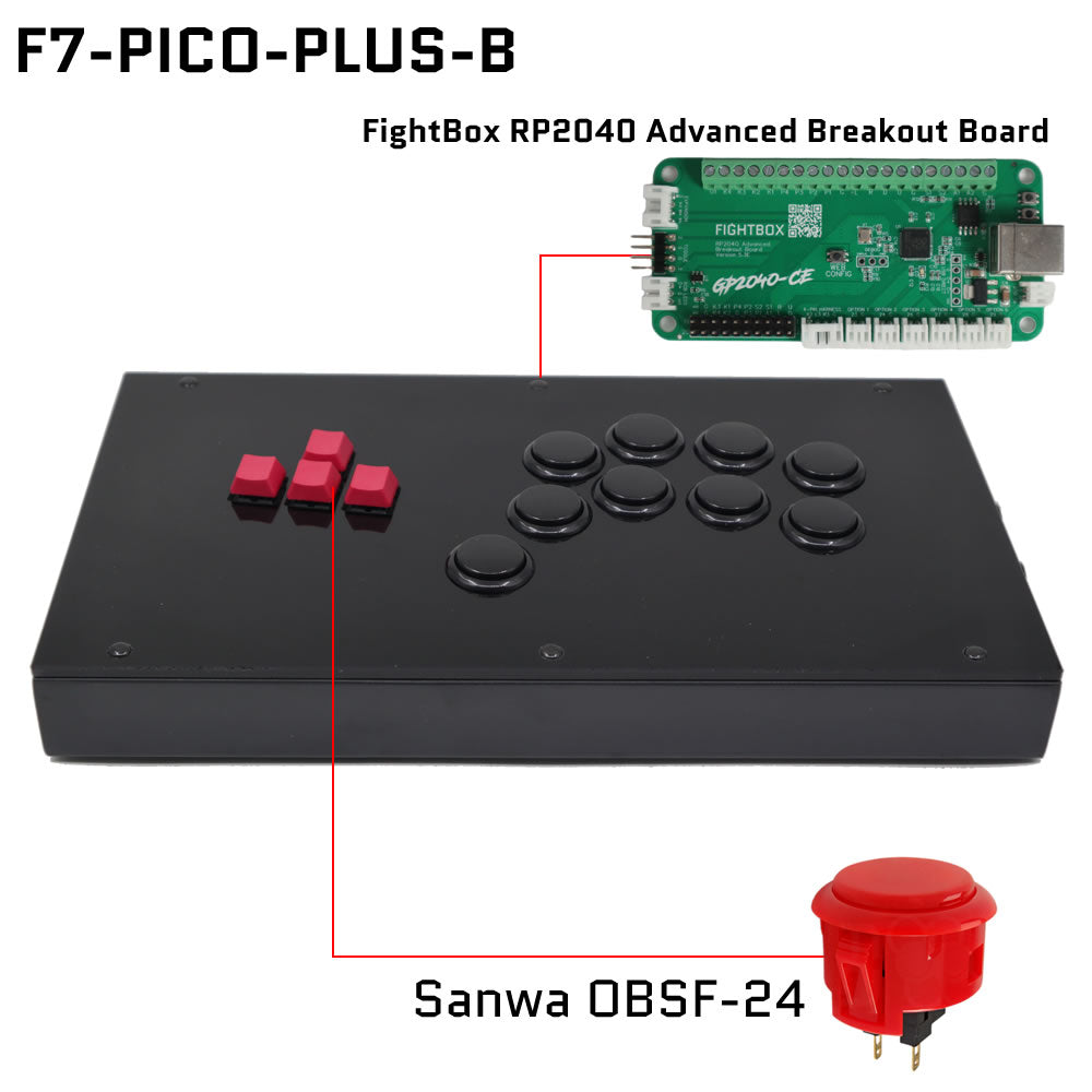 FightBox F-PICO-PLUS All Button Leverless Arcade Game Controller for PC/PS/SWITCH