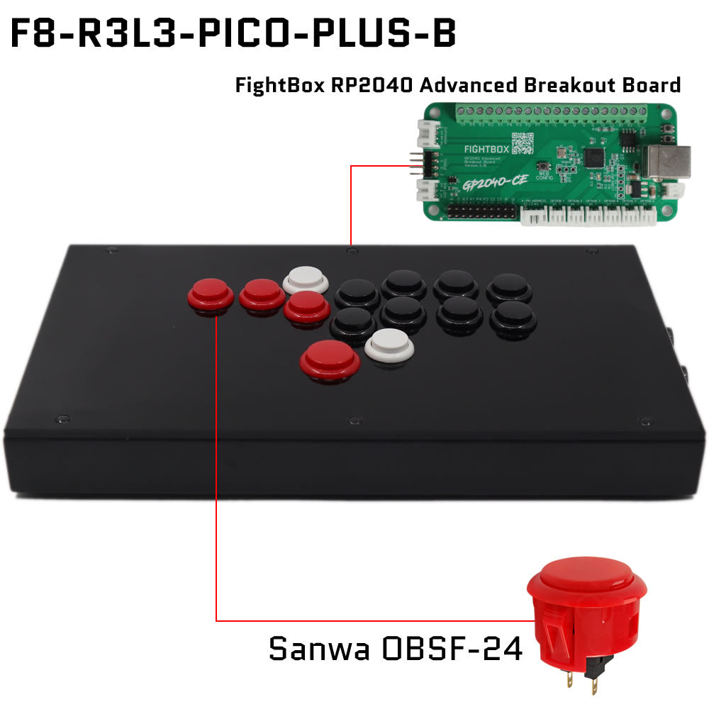 FightBox F-PICO-PLUS All Button Leverless Arcade Game Controller for PC/PS/SWITCH