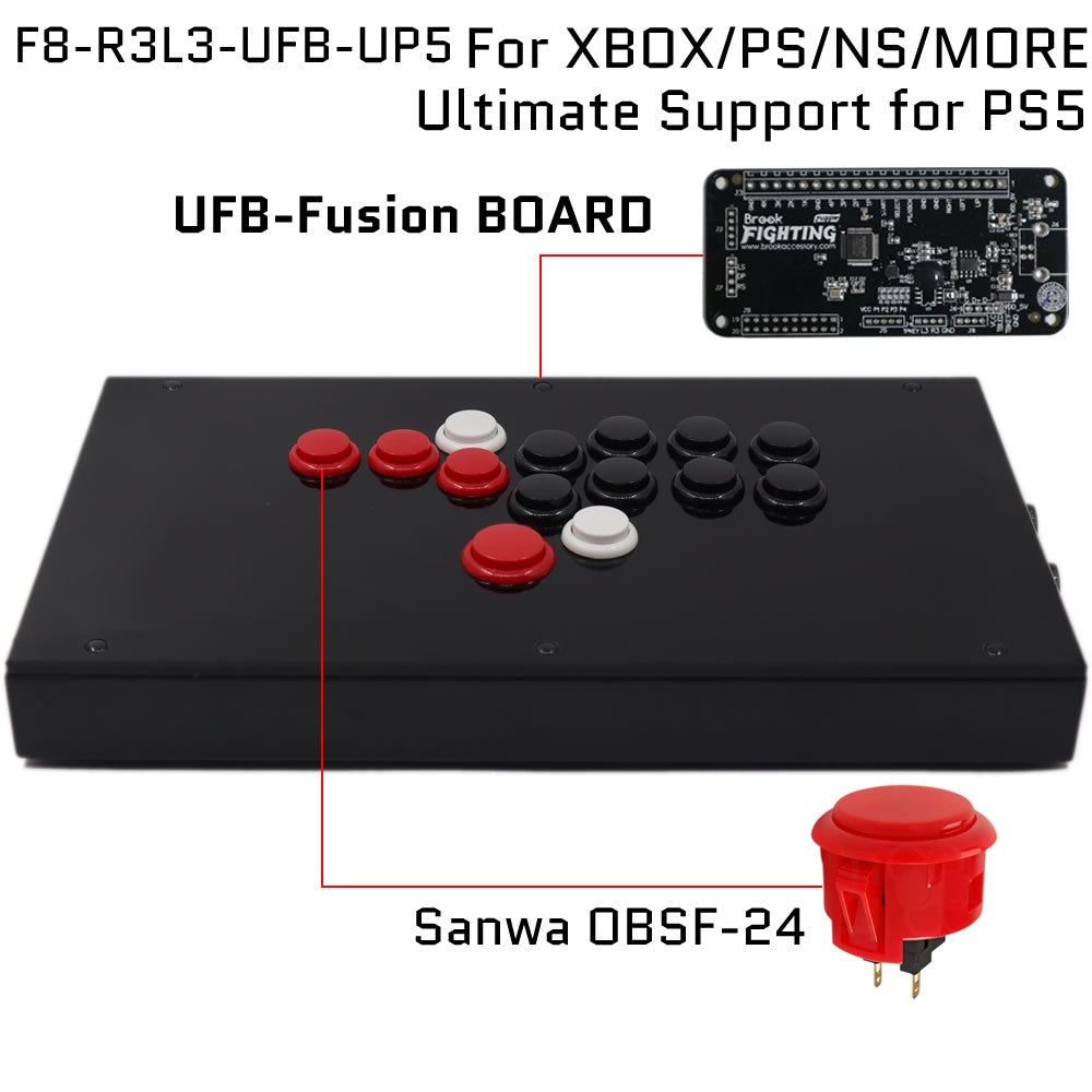 FightBox F8-R3L3 All Button Leverless Arcade Game Controller for PC/PS3/SWITCH
