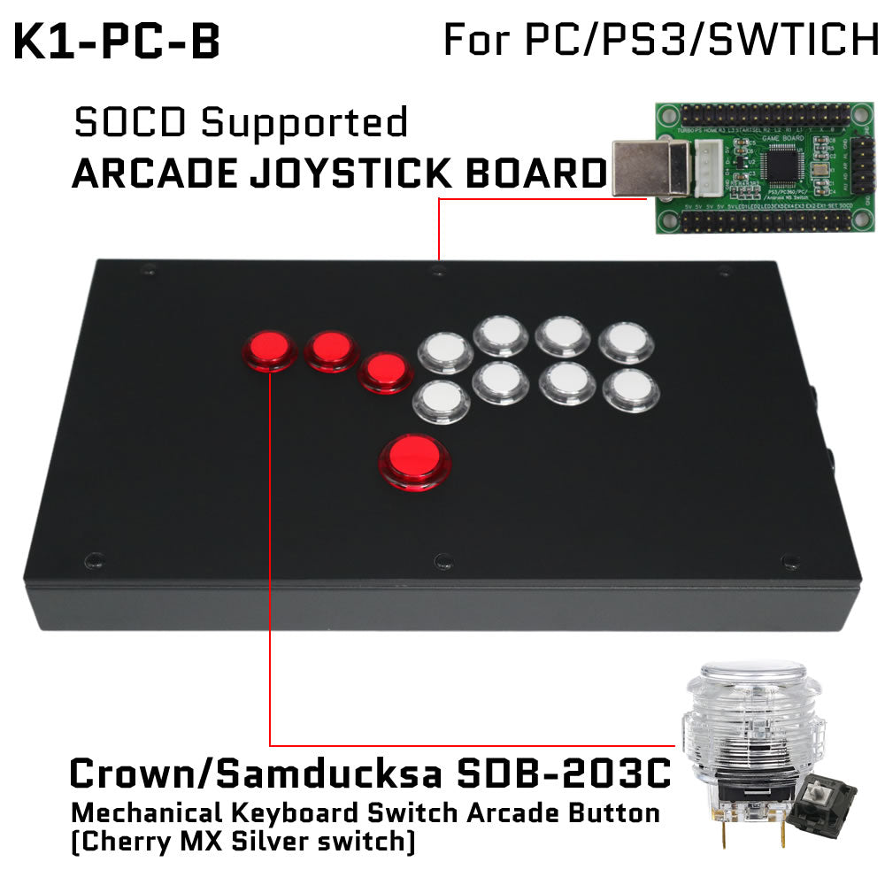 FightBox K1 All Button Leverless Arcade Game Controller for PC/PS/XBOX/SWITCH