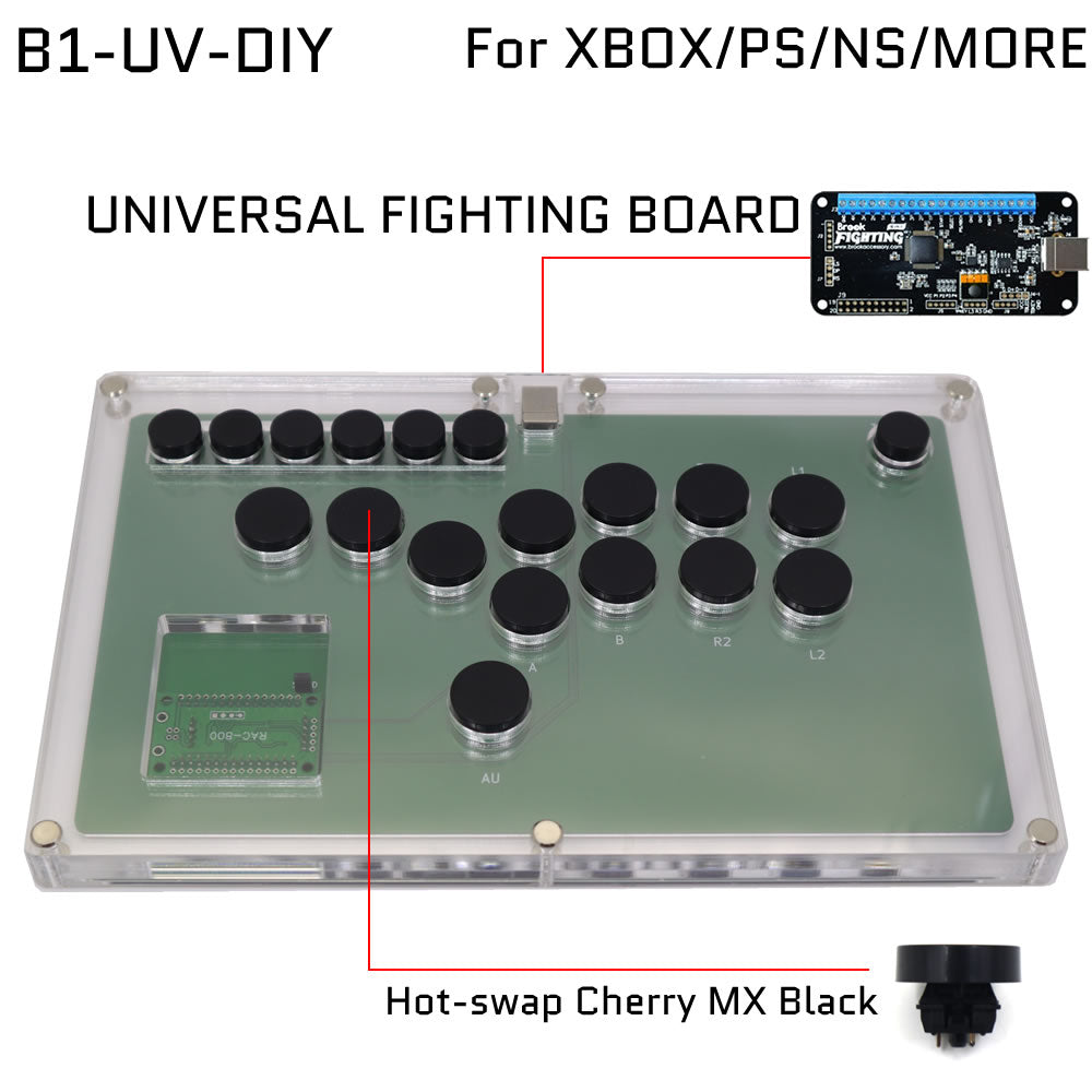 FightBox B1-DIY All Button Leverless Arcade Game Controller for PC/PS/XBOX/SWITCH DIY Version